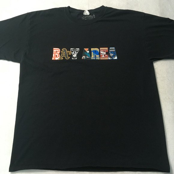 #A Fruit of the Loom Bay Area Black Tee Shirt Men's Size XL Heavy Cotton Regular - Picture 1 of 8
